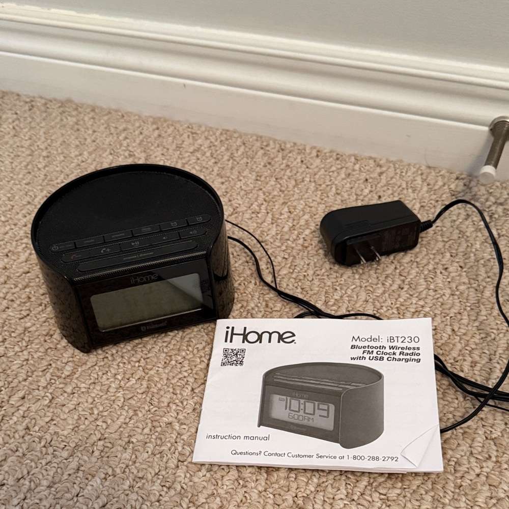 iHome Gray Bluetooth Clock Radio with USB Port